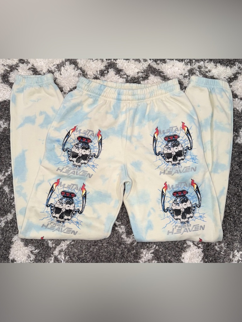 NGOrder Metal From Heaven Cream & Blue Tie Dye Sweatpants - 6